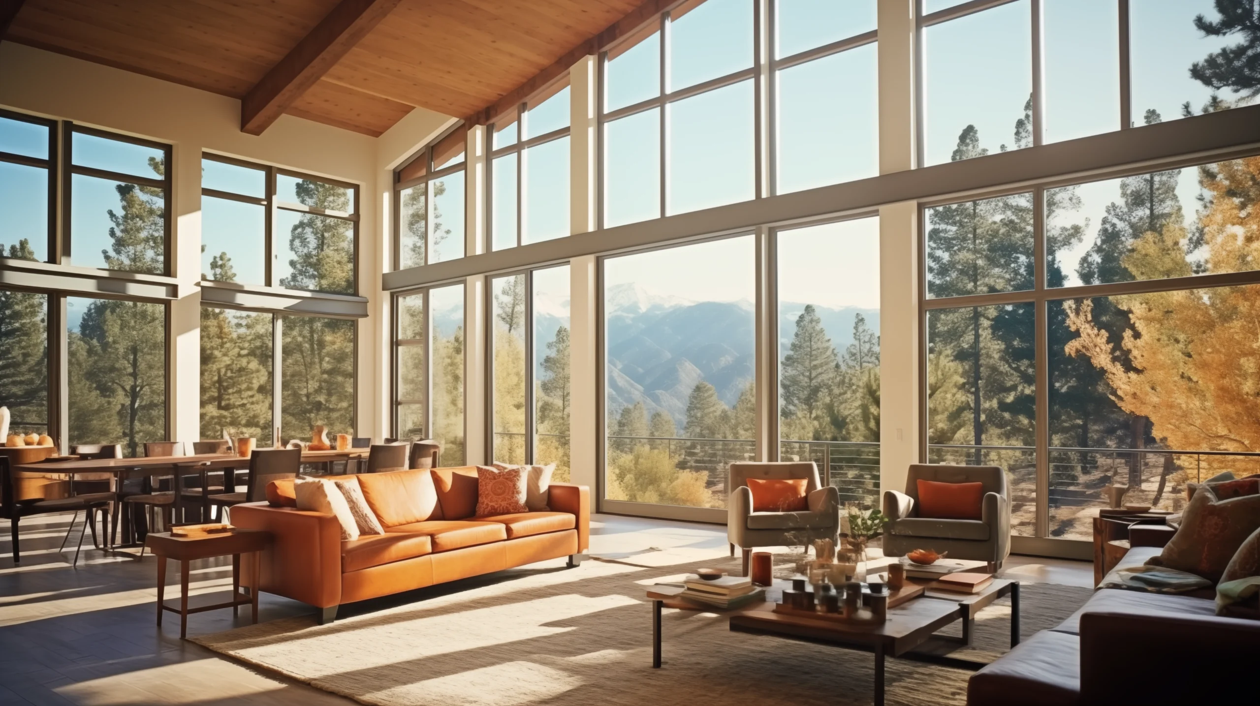 beautiful casement windows with a stunning mountain view