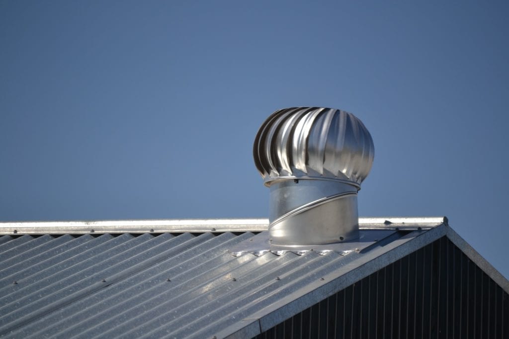 Metal roof on residential house