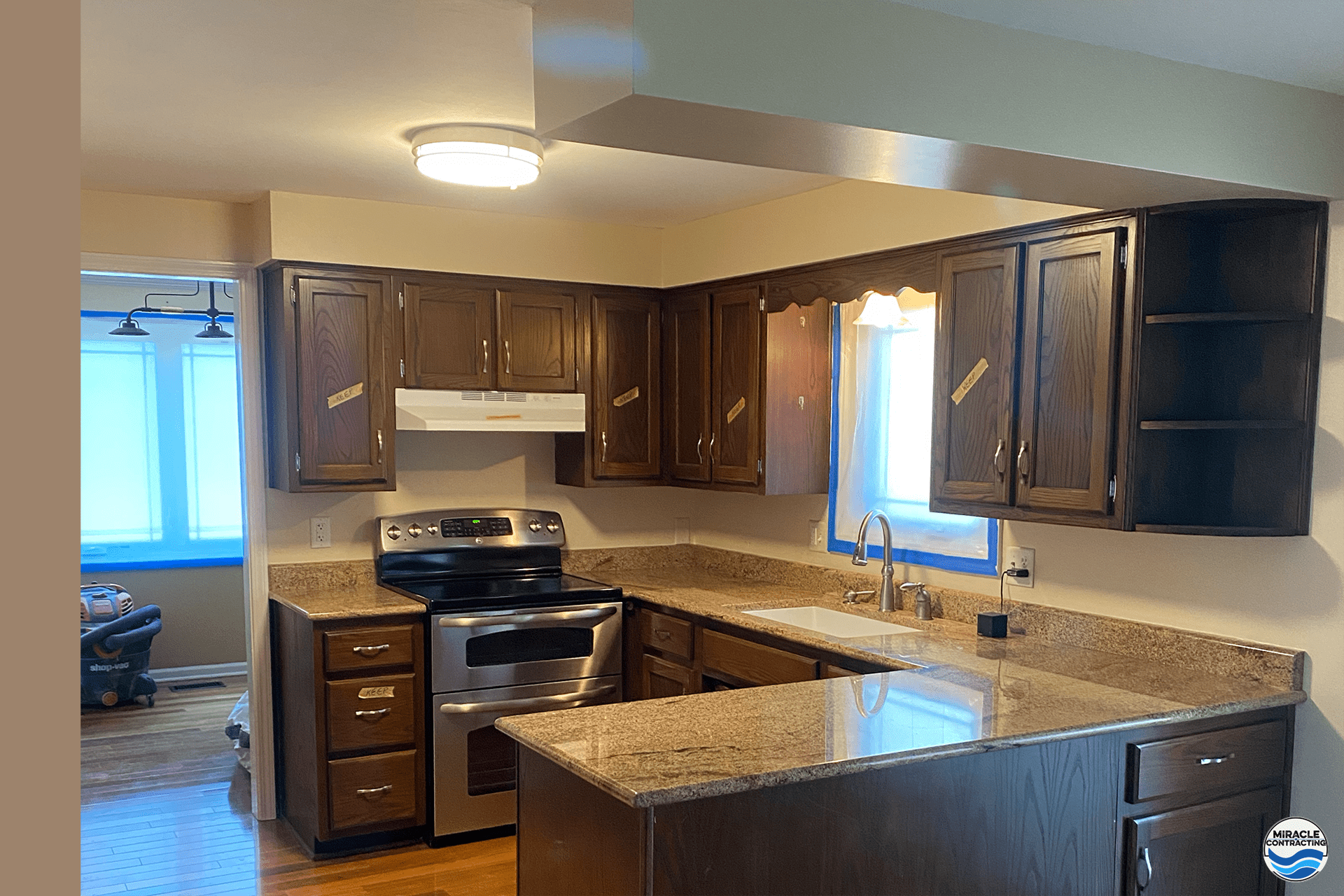 open concept kitchen before Miracle Contracting